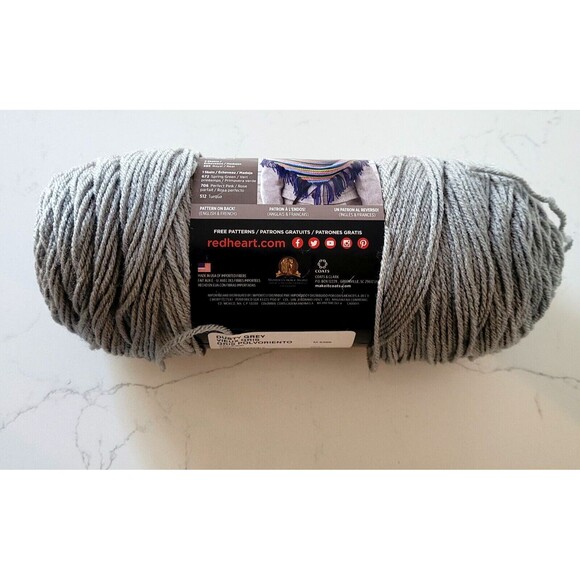 Red Heart Super Saver Yarn Dusty Grey 5399 Solid 7 oz Acrylic Medium 4 - Picture 3 of 6